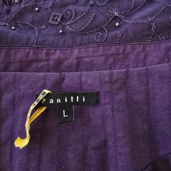 Panitti Purple Blazer Jacket Womens Sz L Embroidered Beaded Lace Embellished - Picture 10 of 12